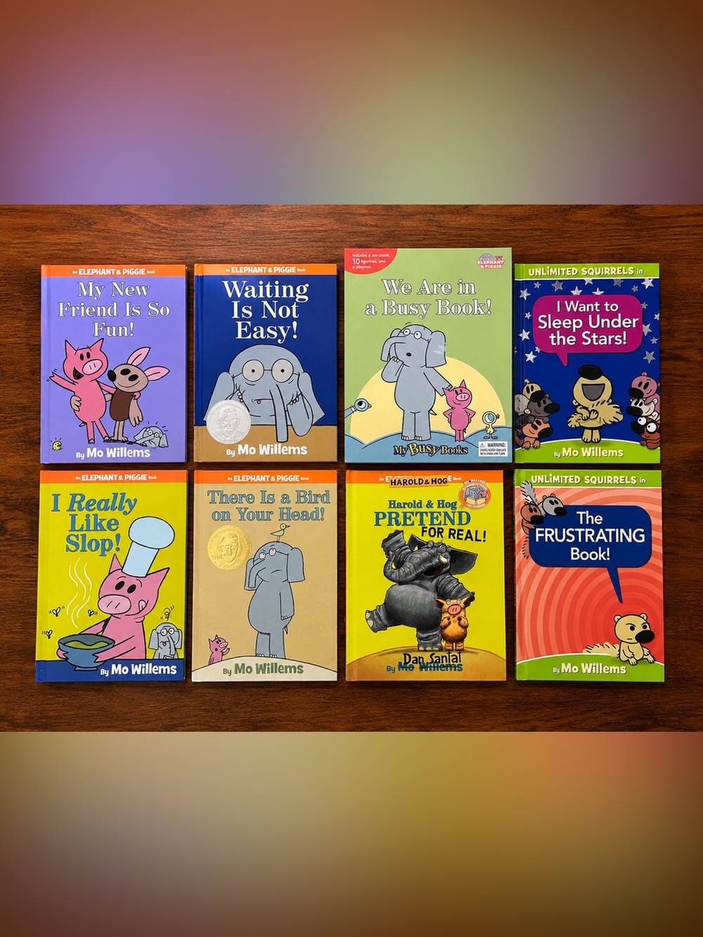 Mo Willems Elephant & Piggie Book Lot + My Busy Playset | 8 Hardcover  & Figures